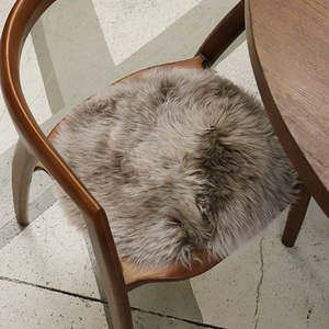 Long Wool Sheepskin Round Cushion Pad - Vole