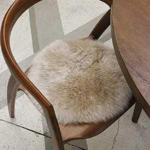 Long Wool Sheepskin Round Cushion Pad - Nappa