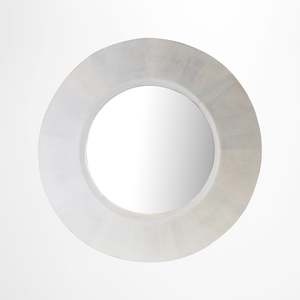 Malibu Round Wooden Parquet Mirror in Sandstone Finish 60dia
