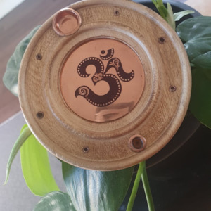 OM: Incense Holder  - Om Copper Inlay