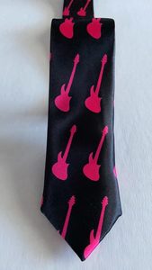 Men’s Black Tie with Pink Guitar’s