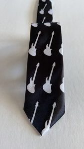 Men’s Black Tie with White Single Guitar’s