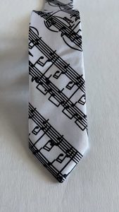 Men’s White Tie with Black Musical Score