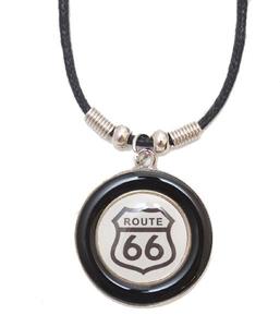 Route 66 Necklace on black cord