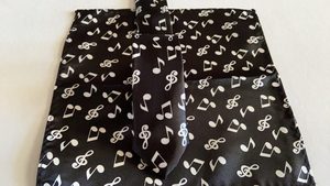 Men’s Black Tie with white Musical Notes Set