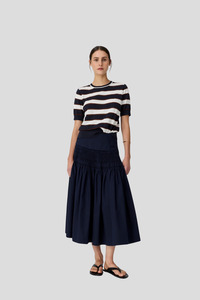 Pol Darcey Stripe Knit Tee - Ink/White/Choc
