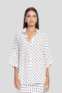 Baina Copy: Blak Santiago Shirt - Ivory & Chocolate Spot