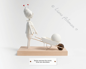 Products: Print: Emily removes the world from her shoulders