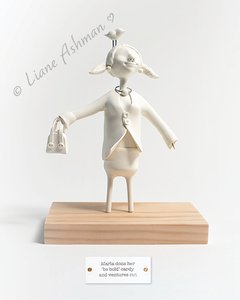 Products: Print: Marla dons her ‘be bold’ cardy and ventures out