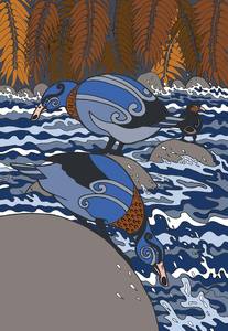 Black And White Prints: Whio - Blue Duck