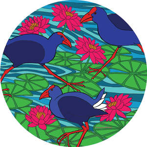 Outdoor Art: Outdoor Art - Pukeko on WaterLillies