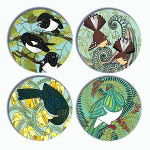 Homewares: Native New Zealand bird Glass Coasters