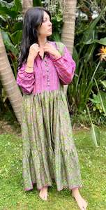 Moonlight Dress Bespoke: Moonlight Dress - Fern Pink + gold threads  (M)