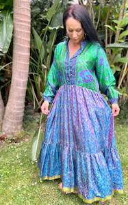 Moonlight Dress Bespoke: Moonlight Dress - Purple green Silk (S)