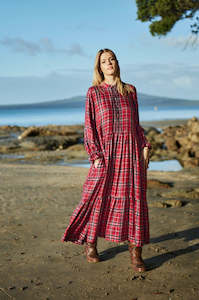 Moonlight Dress - Red garnet Plaid
