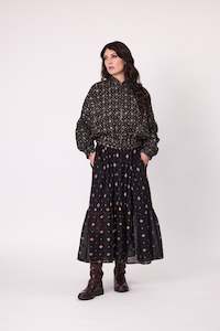 Desert Bloom: Hedonist Bomber - black gold embroidery