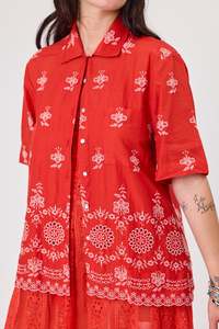 Home Page Clothing Designers New Zealand Libertine The Label: Harvest shirt | Strawberry Embroidery