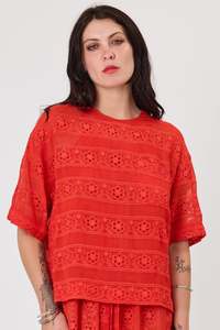 Home Page Clothing Designers New Zealand Libertine The Label: Kindred Blouse | Strawberry embroidery