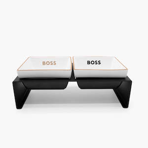 Animals & Pet Supplies: BOSS Dog Twin Ceramic Bowls with Stand