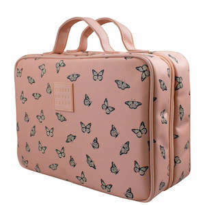 Make Up Bags Cases: Tender Love + Carry Blush Butterfly Hanging Washbag