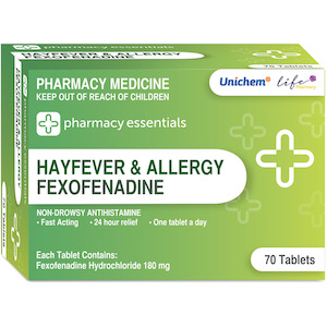 Medicines Allergy Hayfever: Pharmacy Essentials Fexofenadine 180mg Tablets 70pk