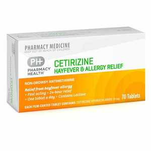 Medicines Allergy Hayfever: Pharmacy Health Cet. Hayfever and Allergy Relief 70s