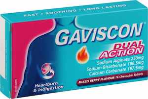 Medicines Digestive Health: Gaviscon Dual Action Mixed Berry Tablets 16s