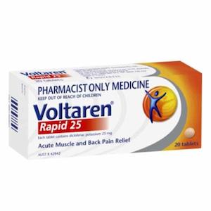 Pain Relief: Voltaren Rapid Tabs 25mg 20s (Pharmacist Only Medicine)