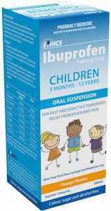 Pain Relief: Ethics Ibuprofen 100mg/5ml Oral Suspension OTC Pack 200ml