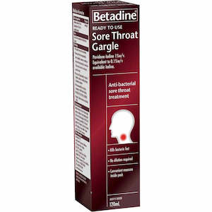 Betadine: Betadine Ready To Use Sore Throat Gargle 120ml