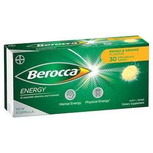 Berocca Energy Mango & Orange Effervescent Tablets 30s