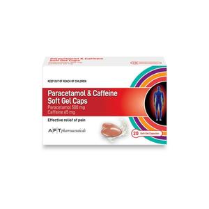 AFT Paracetamol + Caffiene Soft Gel Caps 20s