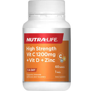 Nutra Life: Nutra Life High Strength Vit C + D + Zinc 60