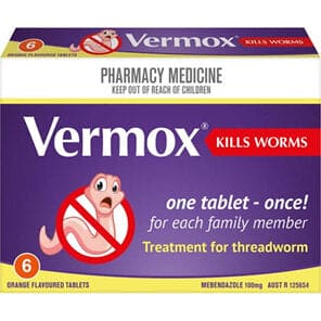 Digestion Tummy: Vermox 100Mg Tablets 6S