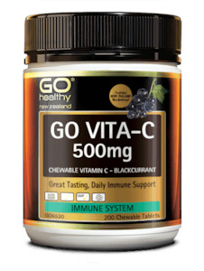 Go Vita-C 500Mg - Chewable Vitamin C - Blackcurrant (200 C-Tabs)