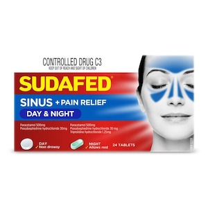 Respiratory Allergies: Sudafed Sinus Pain Relief Day &Night PSE 24 Tablets