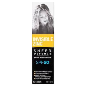 Sunscreen: Invisible Zinc Sheer Defence Facial Moisturiser Spf 50 50G