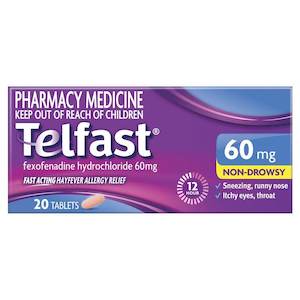 Allergy Hayfever: Telfast 60Mg 20 Tablets
