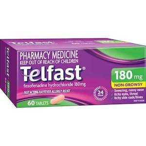 Allergy Hayfever: Telfast 180Mg 60 Tablets