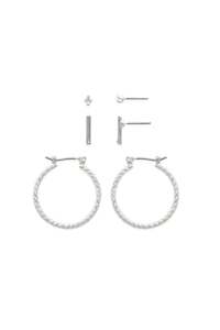 Earrings: EarSense Silver Cluster/Bar/Hoop Trio