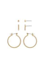 Earrings: EarSense Gold Cluster/Bar/Hoop Trio