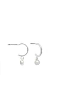 Earrings: EarSense Hoop Pearl Drop Silver