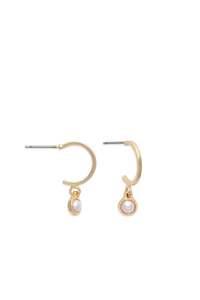 Earrings: EarSense Hoop Pearl Ins Drop Gold