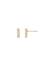 Earrings: EarSense Triple Cubic Zirconia Post Stud Gold
