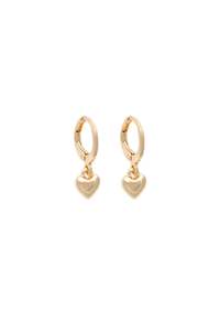 Earrings: EarSense Gold Puff Heart Drop Hoop