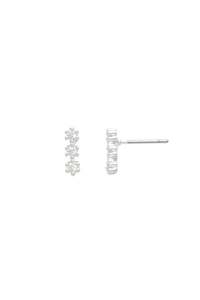EarSense Triple Cubic Zirconia  Post Stud Silver