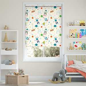 Roller Blinds: Robbie Robonaught Blackout Moon White Roller Blind