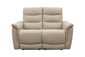 Lisbon 2 Seater Leather Electric Recliner Sofa - Beige