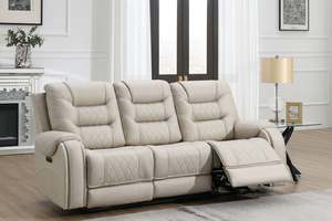 3 Seater Sofas: Liston 3-Seater Electric Recliner Sofa - Beige