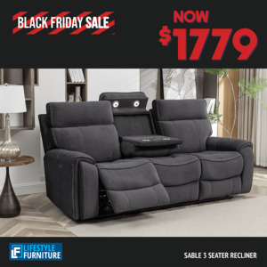 3 Seater Sofas: Sable 3-Seater Electric Recliner Sofa